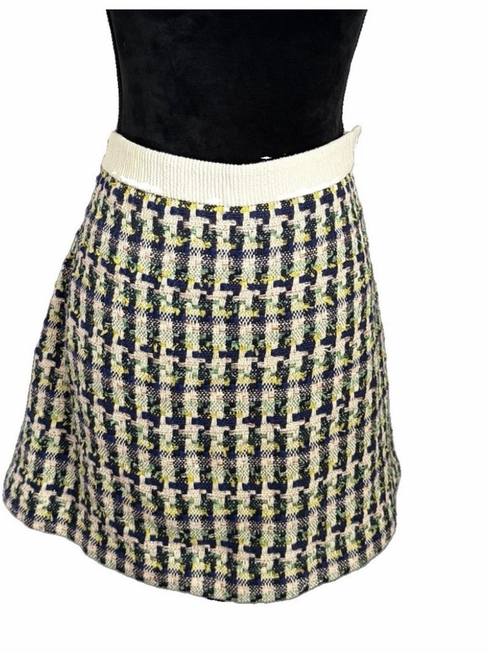 Kate Spade New York Skirt Womens 12 Pop Tweed Multicolor Plaid A-Line Mini Lined